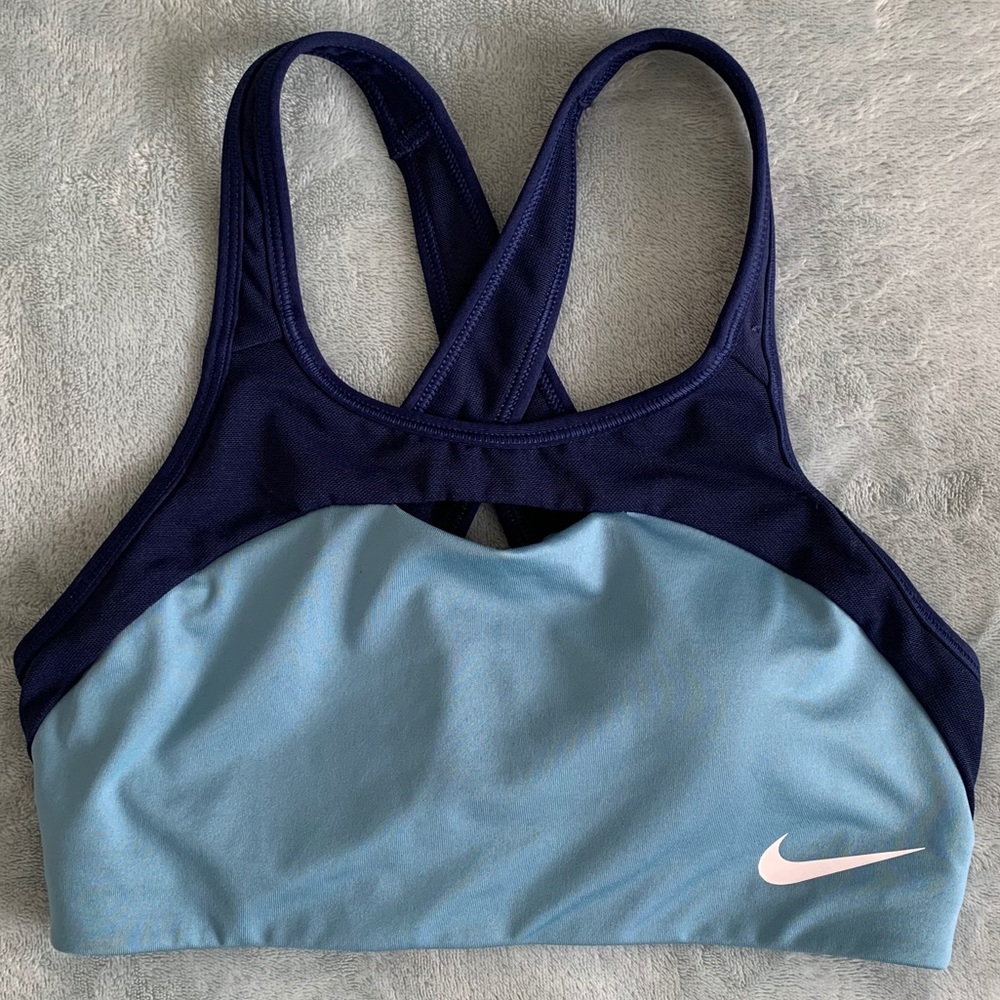Nike Cutout Two Tone Blue Padded Small Sports Bra